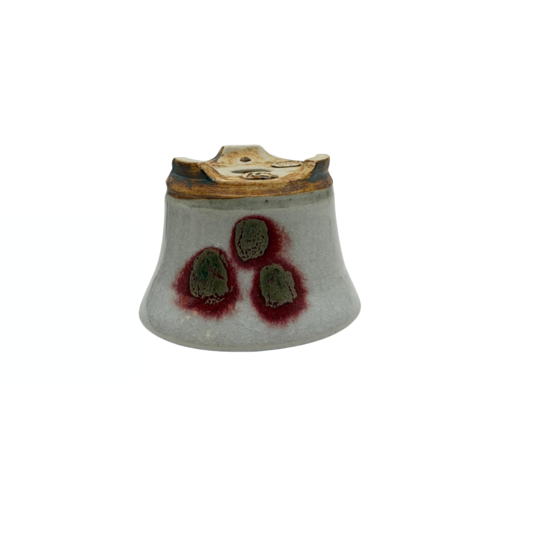 Pot à Bonsaï Shohin crème avec des taches douces et rondes René Lecocq 9cm