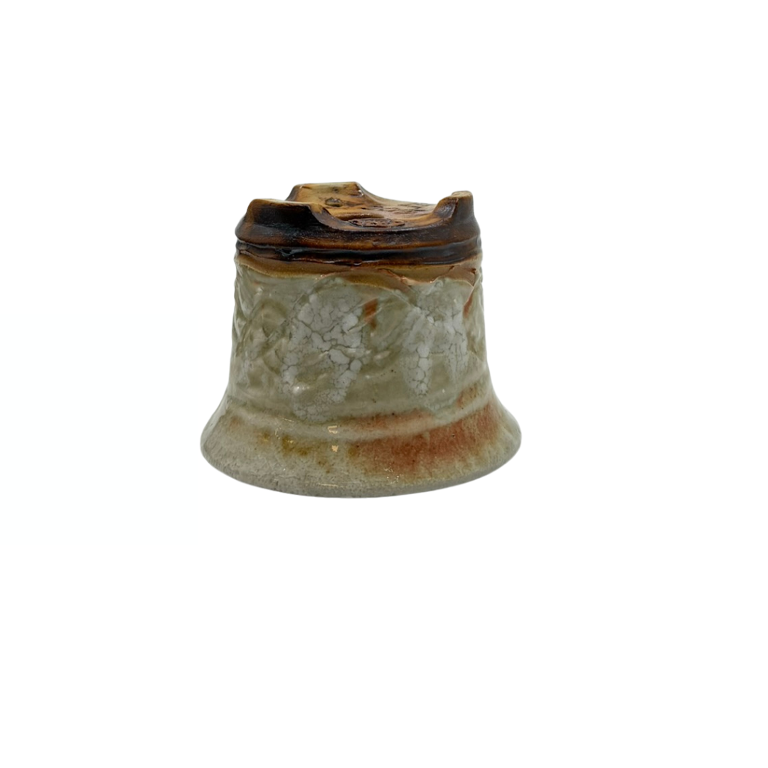 Pot à Bonsaï Shohin crème à lignes croisées René Lecocq 9cm