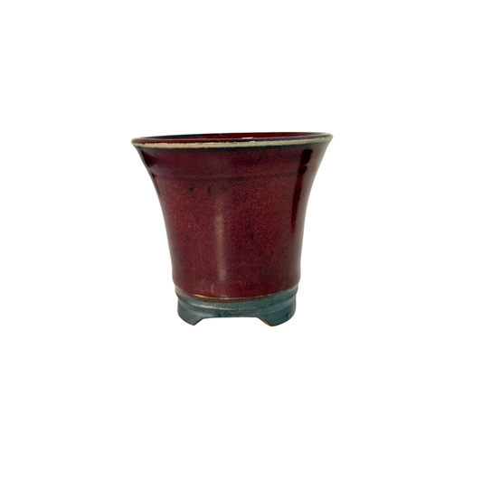 Pot à bonsaï rouge cascade avec des taches noires René Lecocq 12cm