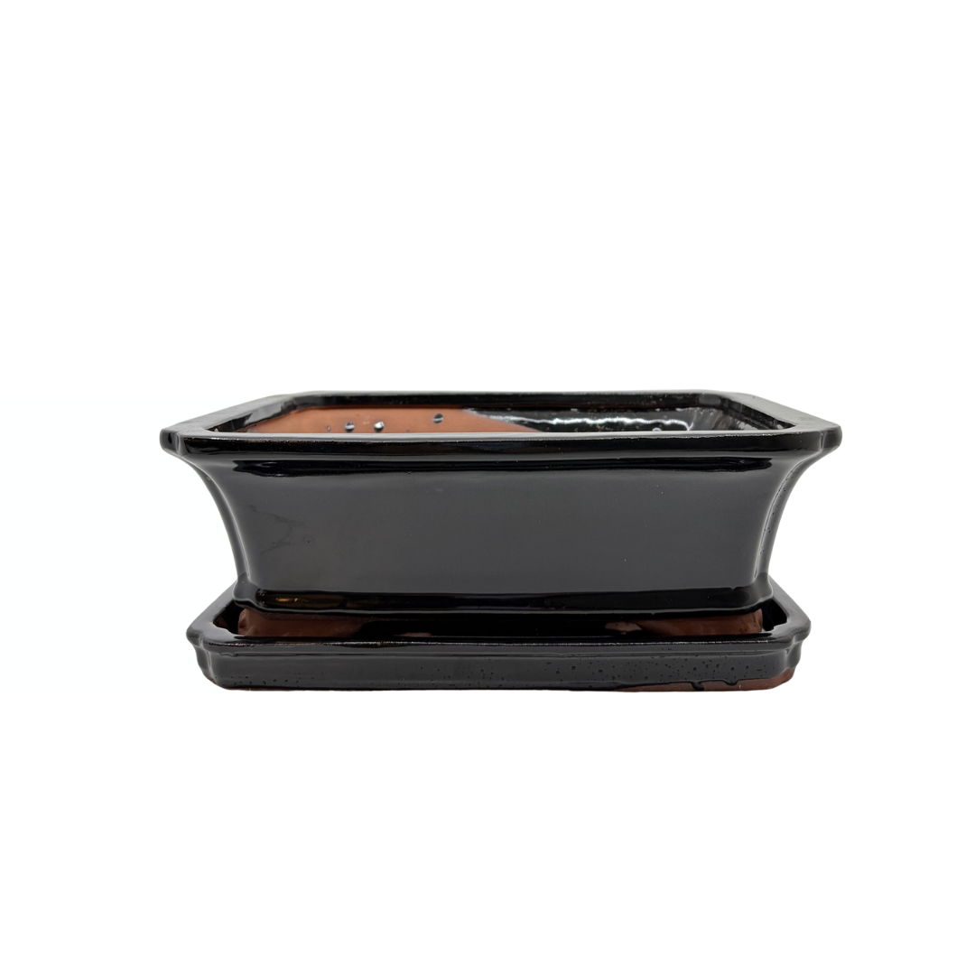 Bonsai pot zwart rechthoek 27cm - set