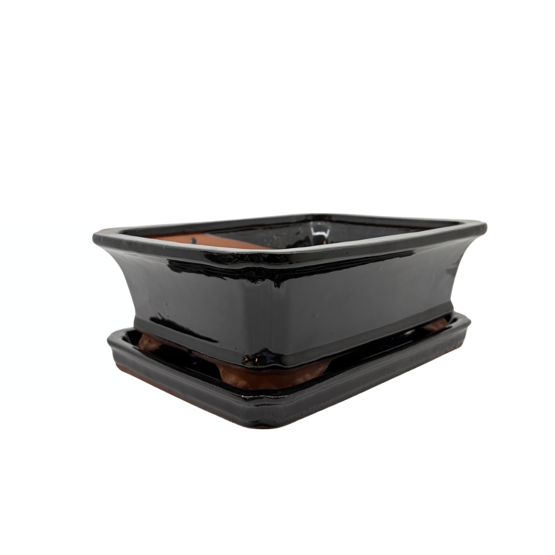 Bonsai pot zwart rechthoek 27cm - set