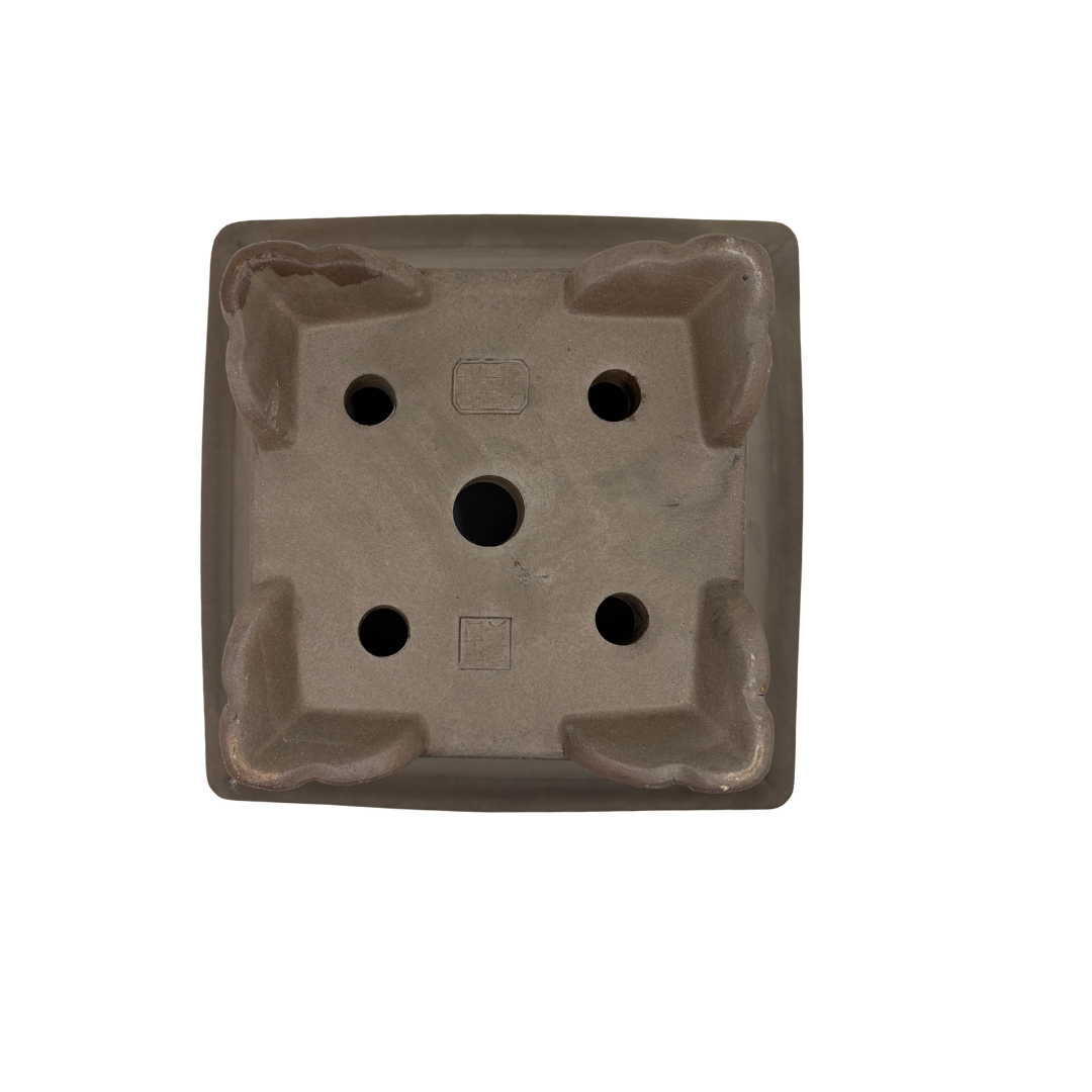 Pot à bonsaï non émaillé – semi-cascade – carré – 26 cm