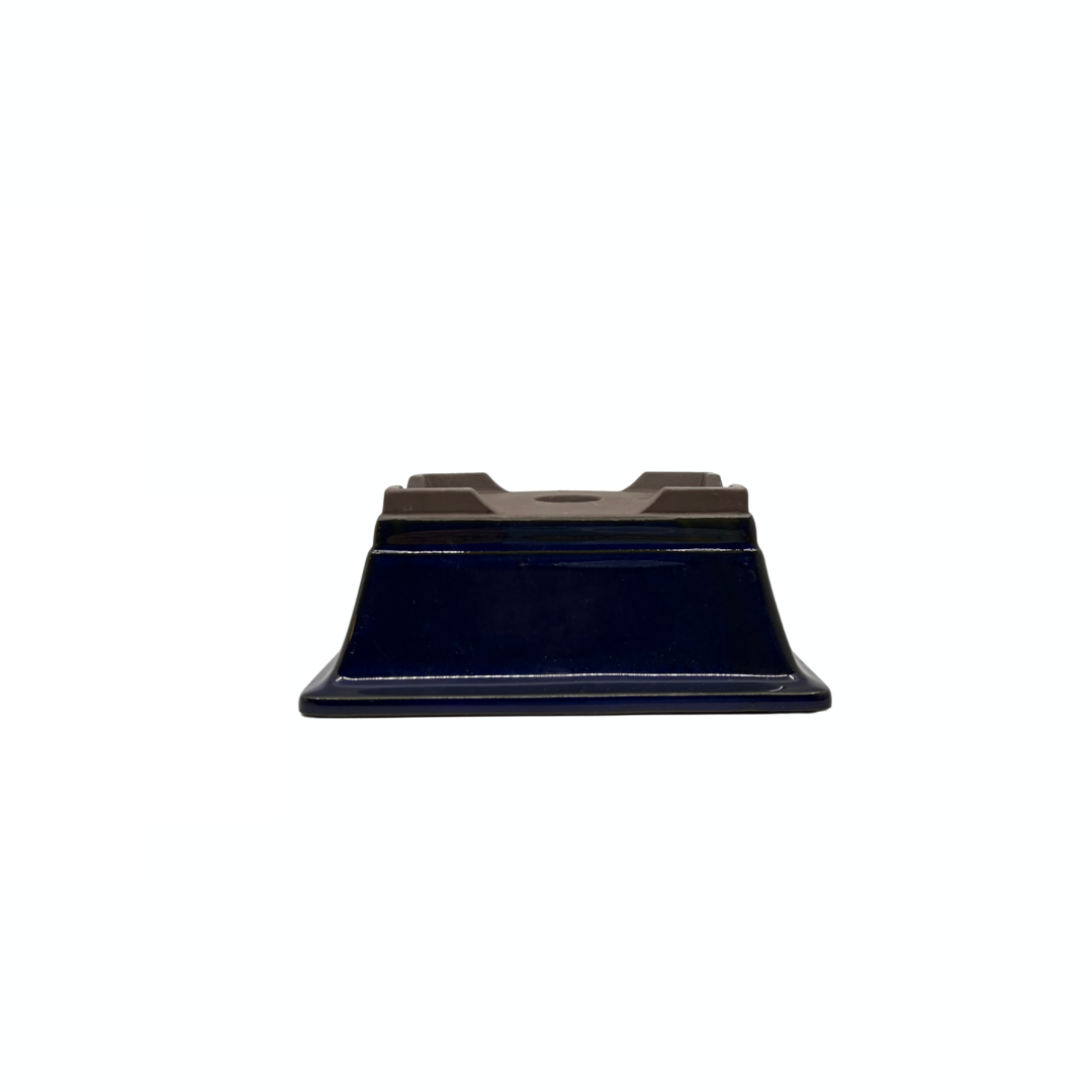 Ensemble de pots à bonsaï - rectangulaires, émaillés, bleus (14 cm de large)