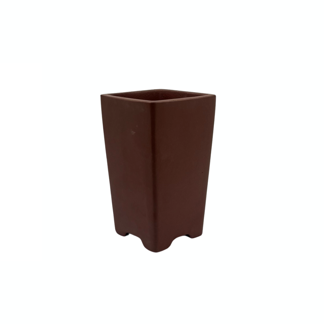 Pot à bonsaï - carré, cascade, non émaillé (8 cm de large)