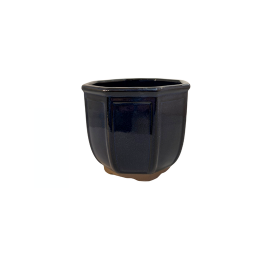 Pot à bonsaï octogonal cascade bleu foncé 12 cm