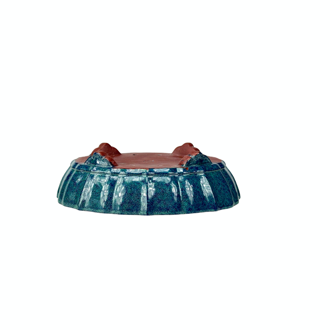 Pot à bonsaï bleu vert chrysanthème 17 cm