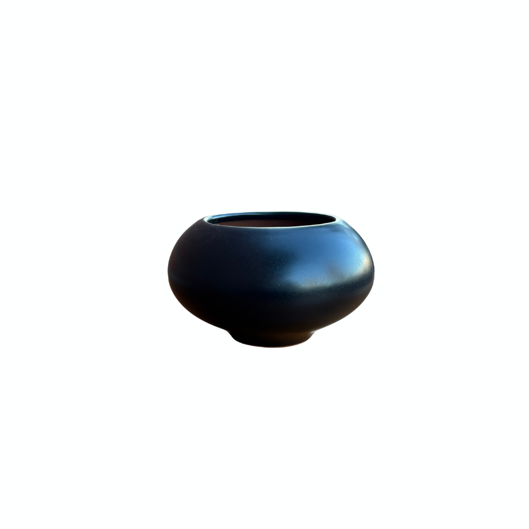 Pot à bonsaï Shohin boule noire mate 12 cm