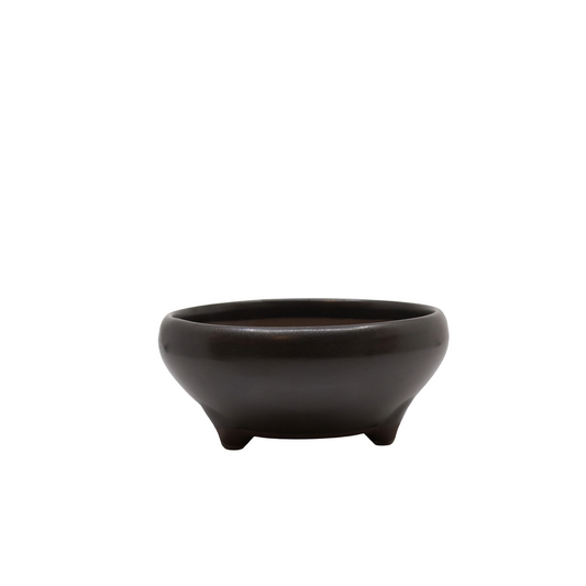 Pot à bonsaï rond noir mat 16 cm