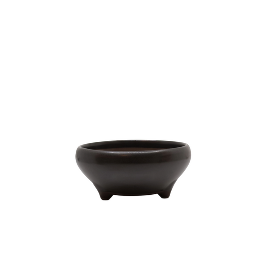 Pot à bonsaï rond noir mat 11 cm