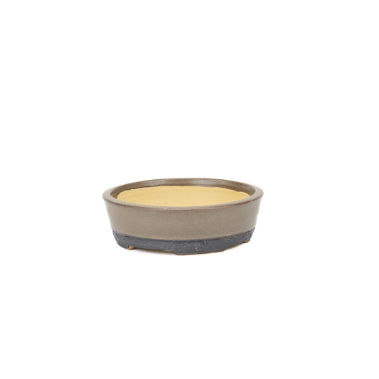 Pot à bonsaï brun mat rond 11,3 cm