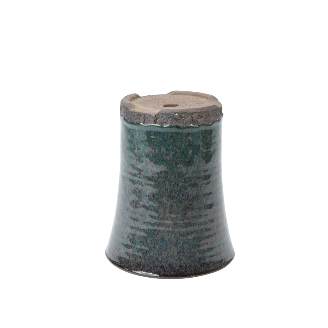 Pot à bonsaï vert brun rond cascade 15 cm, hauteur 18,5 cm