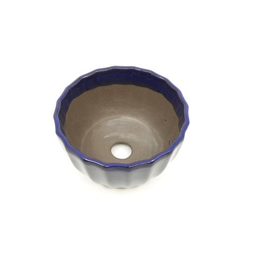 Pot à bonsaï bleu foncé chrysanthèmes 12 cm